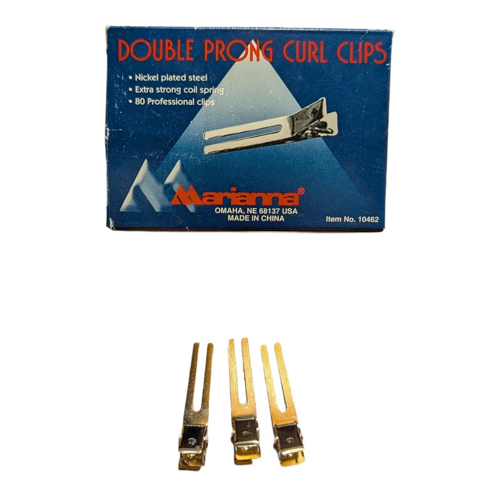 Marianna Double Prong Curl Hair Clips 80 Count #10462‎ Professional Salon Nickel
